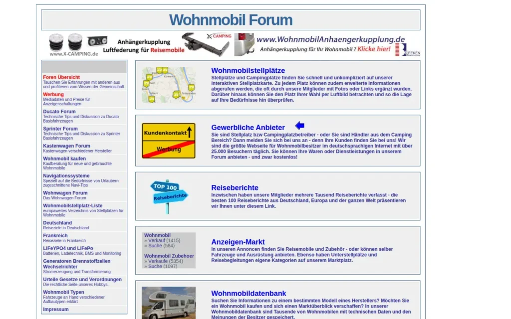 Startseite von Wohnmobil Forum
