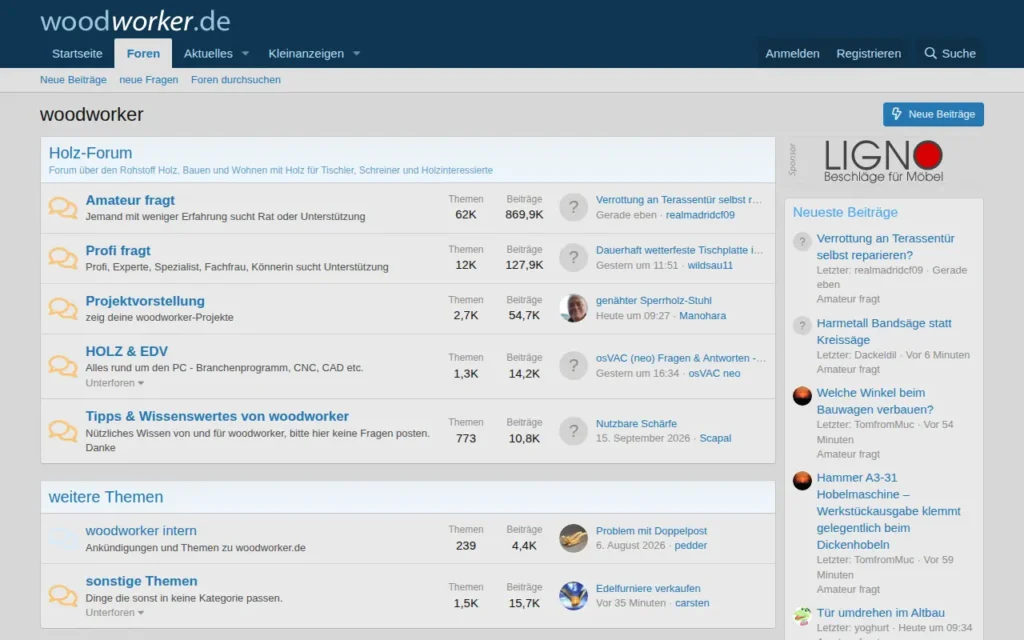 Startseite von woodworker