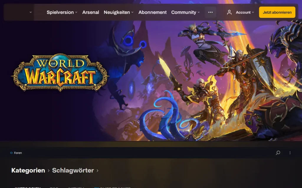 Startseite von World of Warcraft Forum (Deutsch)