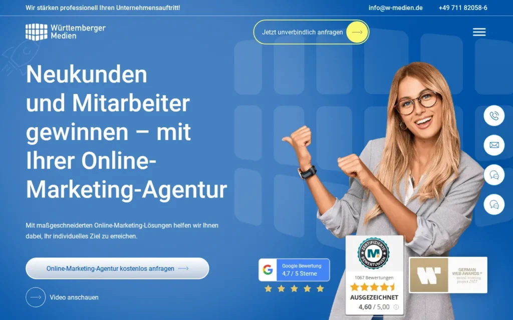 Startseite von .wtv Württemberger Medien GmbH & Co. KG