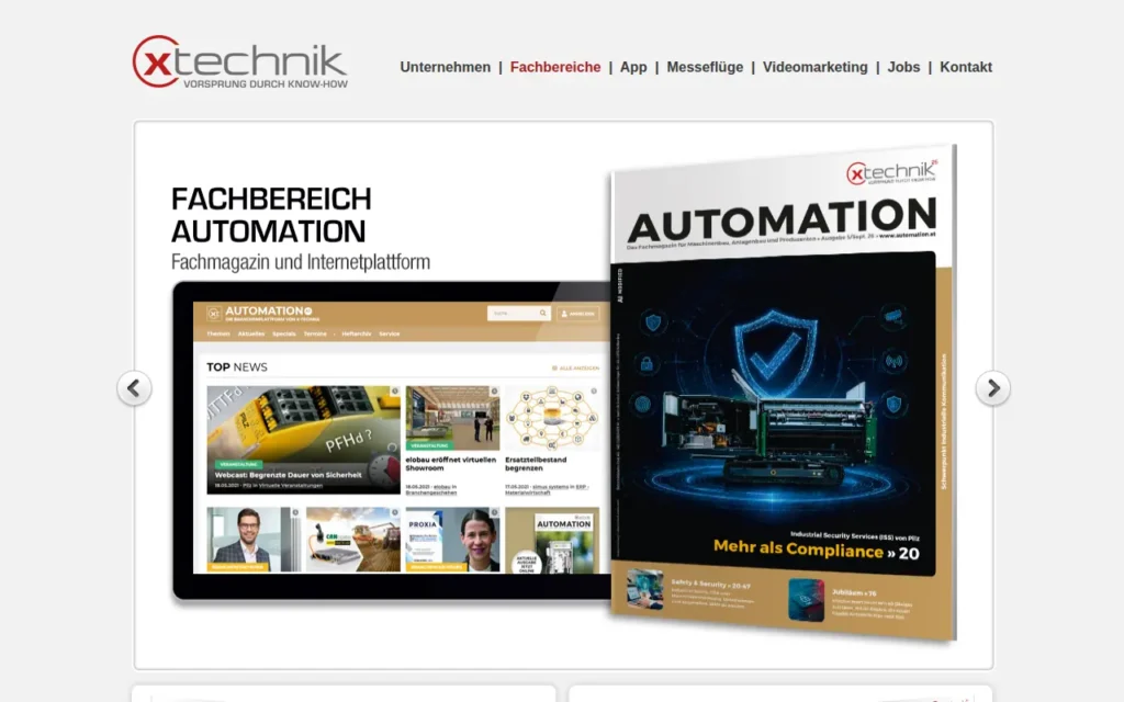 Startseite von x-technik (FERTIGUNGSTECHNIK, AUTOMATION, BLECHTECHNIK, ADDITIVE FERTIGUNG)