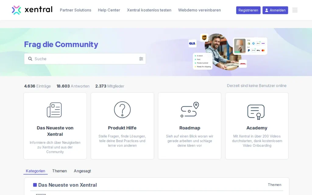 Startseite von Xentral Community