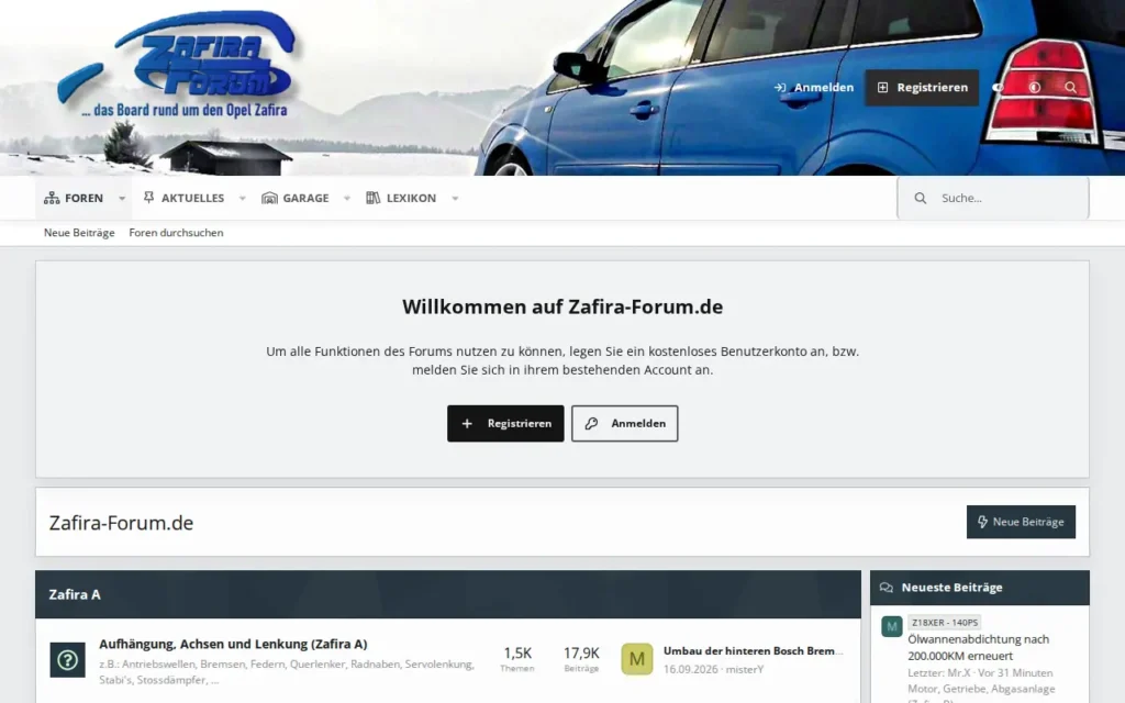 Startseite von Zafira-Forum.de