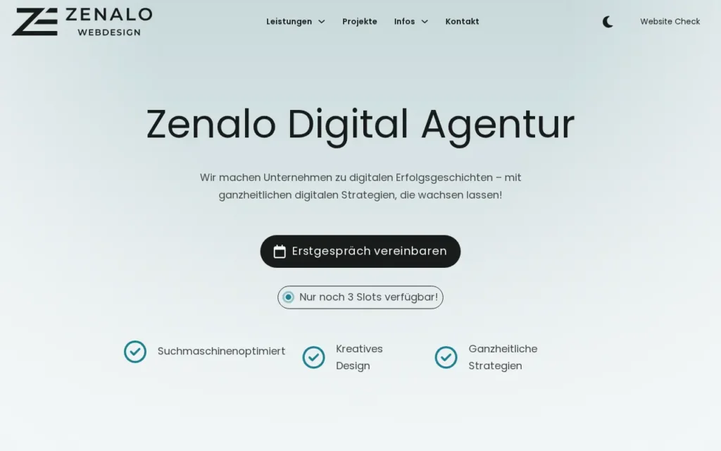 Startseite von Zenalo Digital Agentur