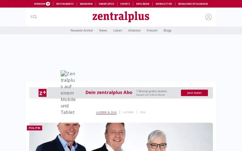 Startseite von zentralplus