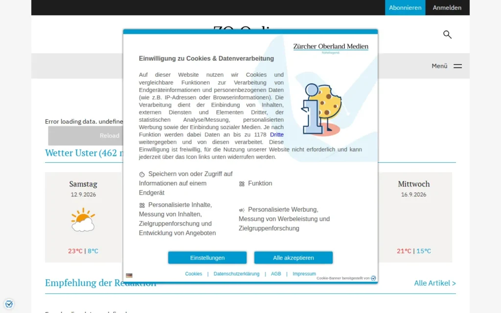 Startseite von Zürcher Oberländer (zo-online)