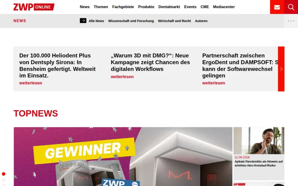 Startseite von ZWP online