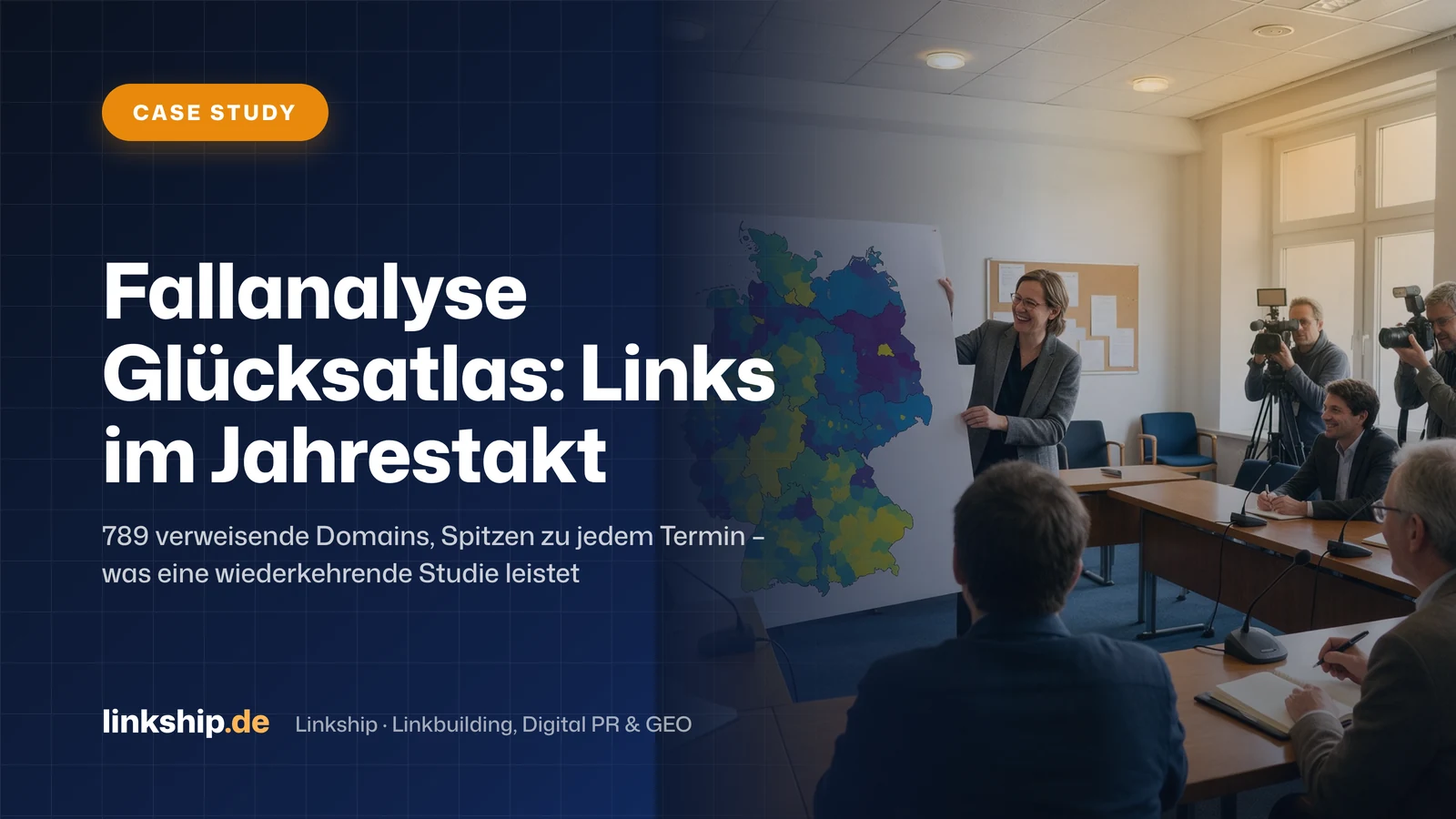 Titelkarte: Fallanalyse Glücksatlas: Links im Jahrestakt – Case Study, Linkship